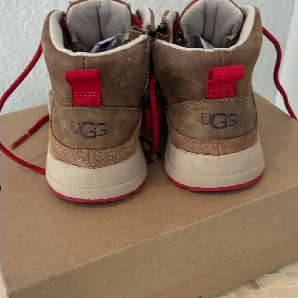 UGG Kids Brown Boots with Red Laces size 8 Toddler